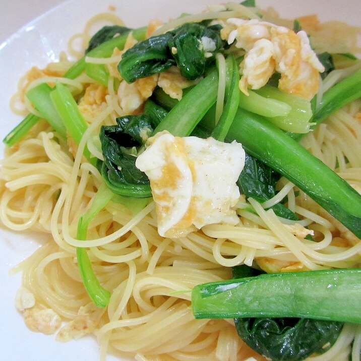 小松菜と卵のパスタ レシピ 作り方 By Mococo05 楽天レシピ